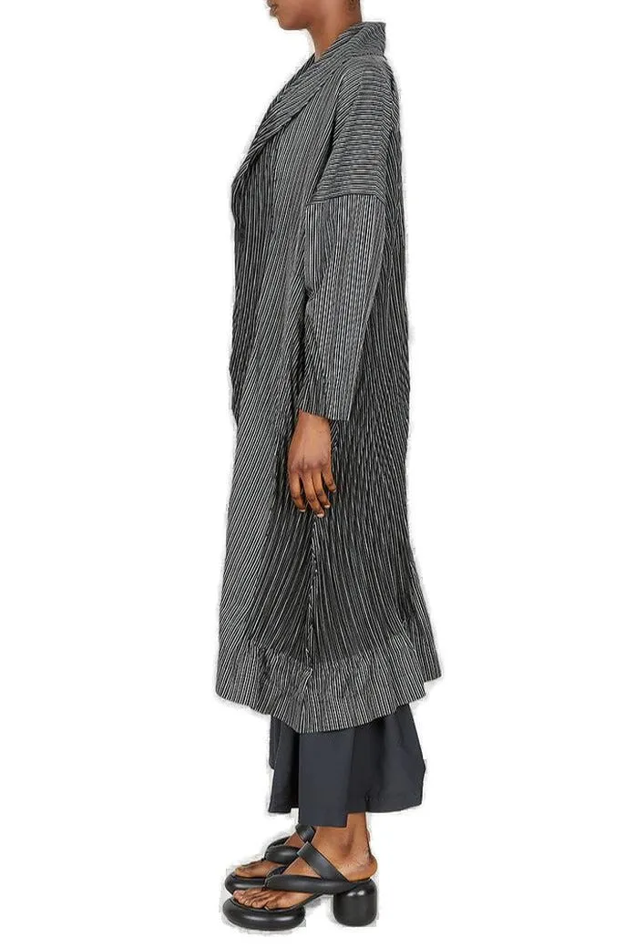 Issey Miyake Striped Long-Sleeved Coat