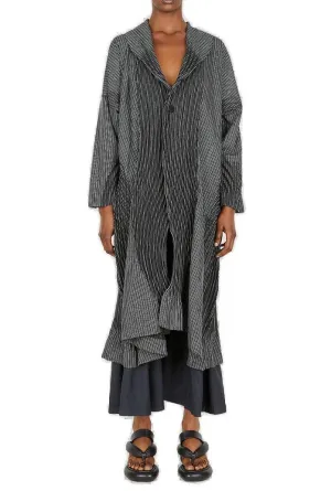 Issey Miyake Striped Long-Sleeved Coat