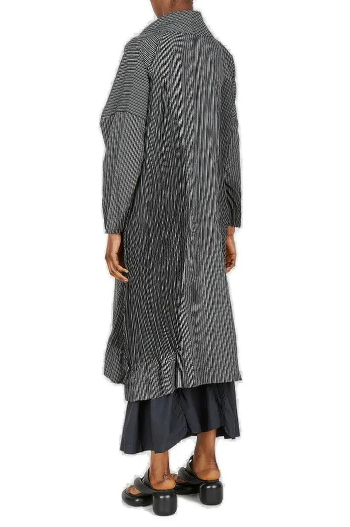 Issey Miyake Striped Long-Sleeved Coat
