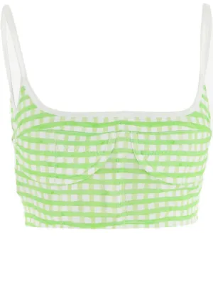 Jacquemus Square Neck Check-Pattern Cropped Top