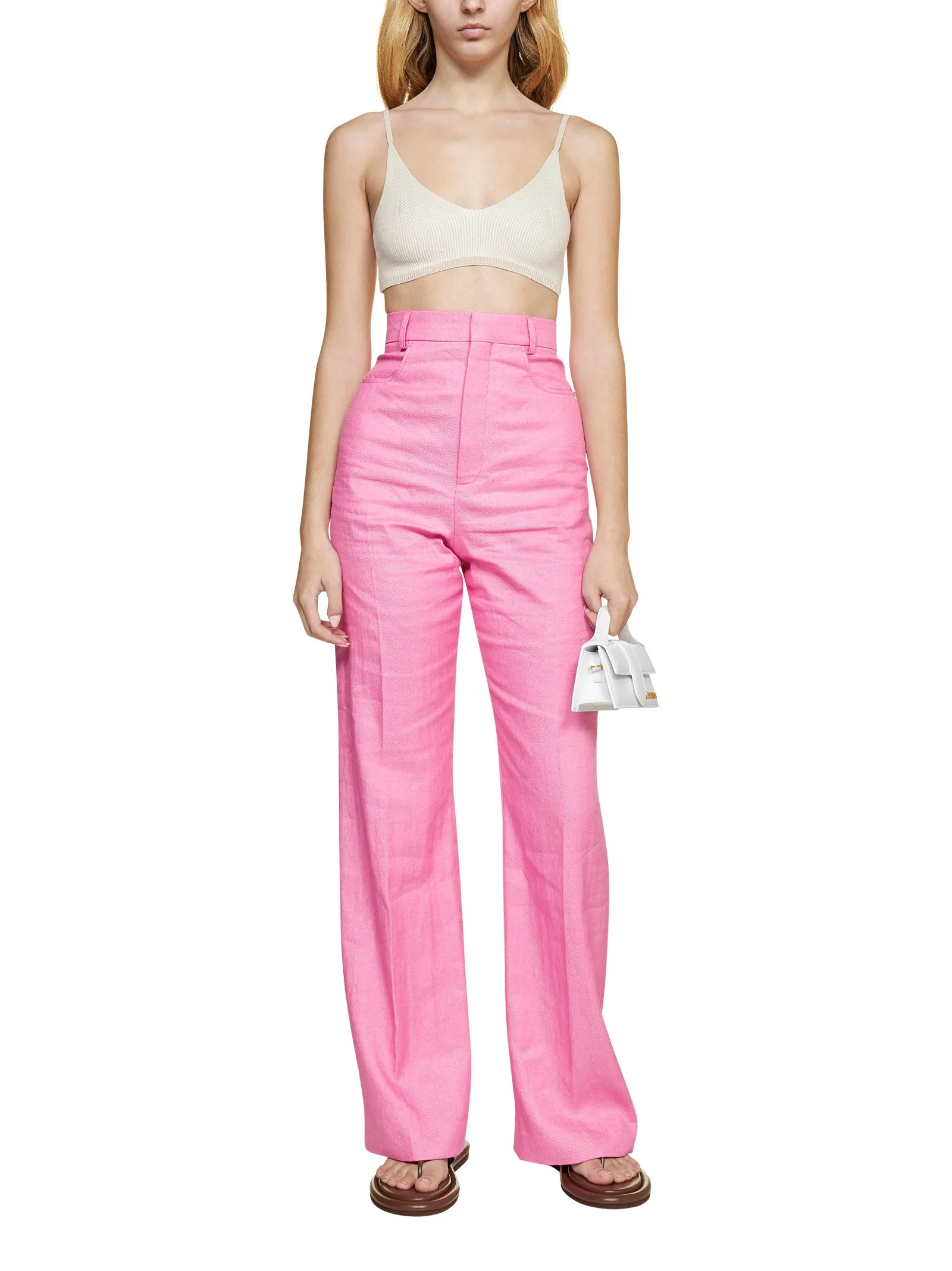 Jacquemus Valensole Ribbed Knit Cropped Top