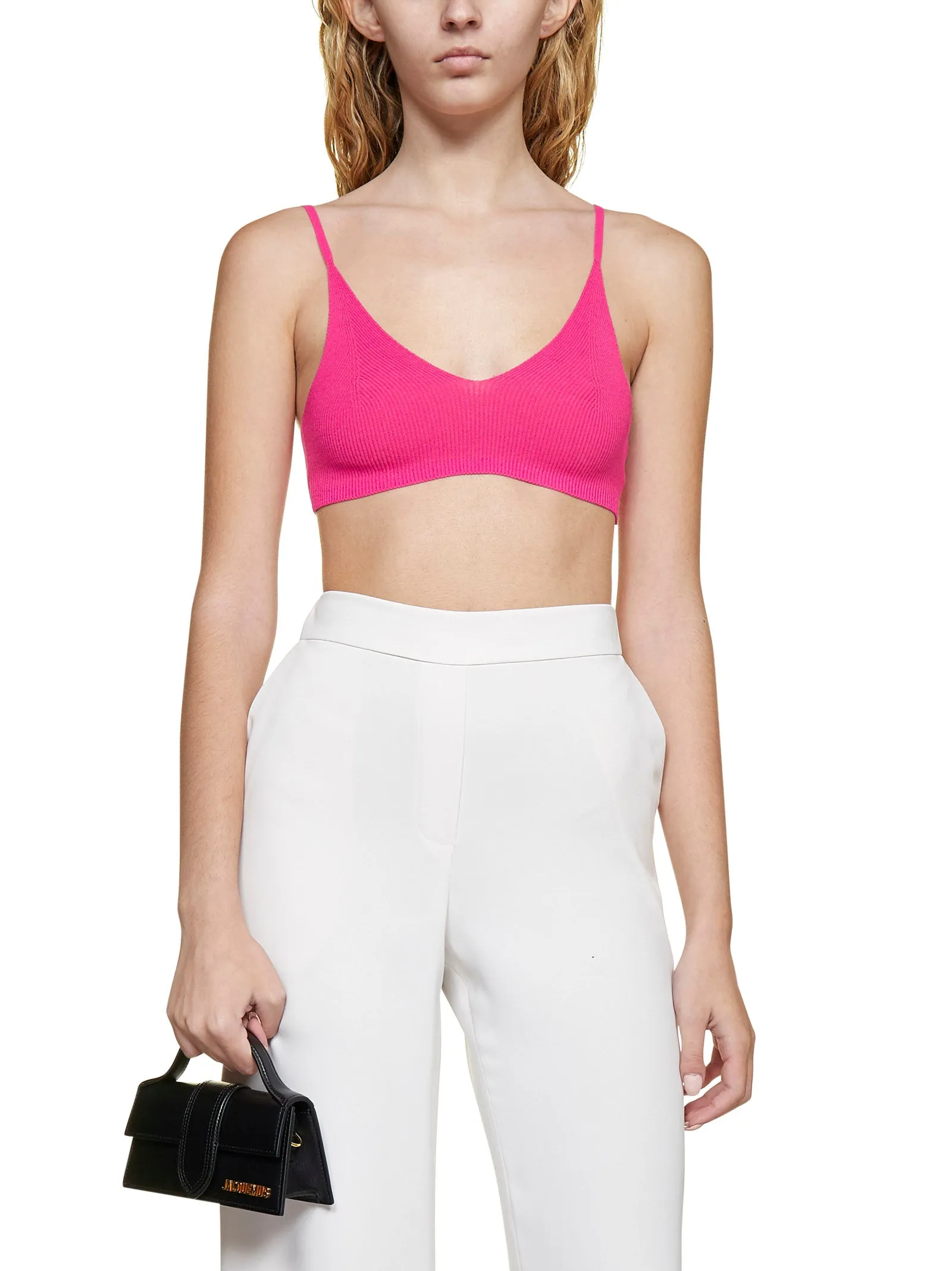 Jacquemus Valensole Ribbed Knit Cropped Top