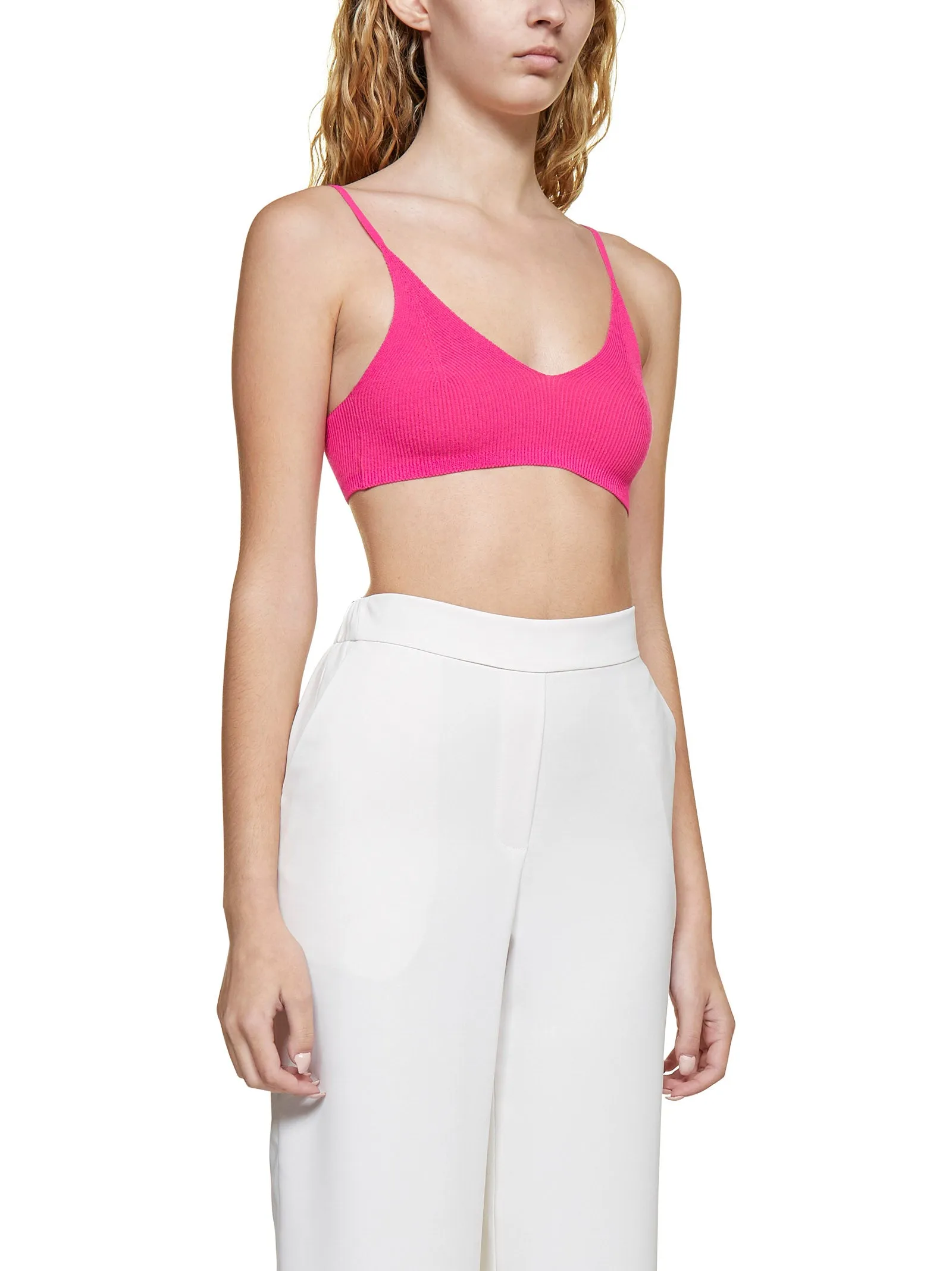 Jacquemus Valensole Ribbed Knit Cropped Top