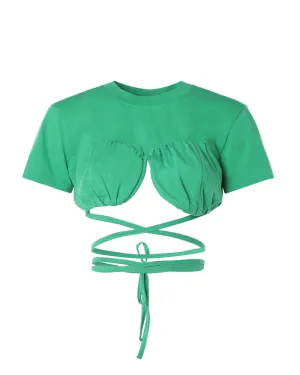 Jacquemus Wrap Around Cropped Fitted T-Shirt