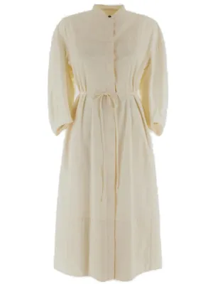 Jil Sander Button-Up Round-Neck Dress