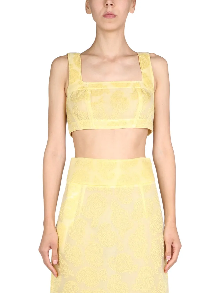 Jil Sander Paisley-Printed Sleeveless Cropped Top