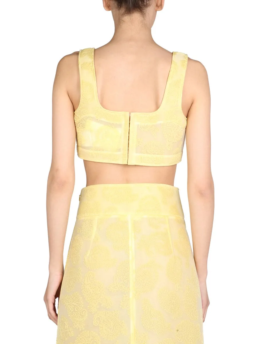 Jil Sander Paisley-Printed Sleeveless Cropped Top