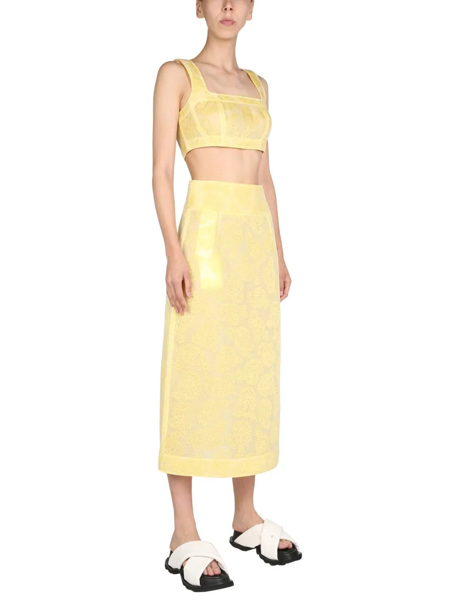 Jil Sander Paisley-Printed Sleeveless Cropped Top