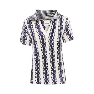 Jil Sander Stripe-Detail V-Neck Polo Top