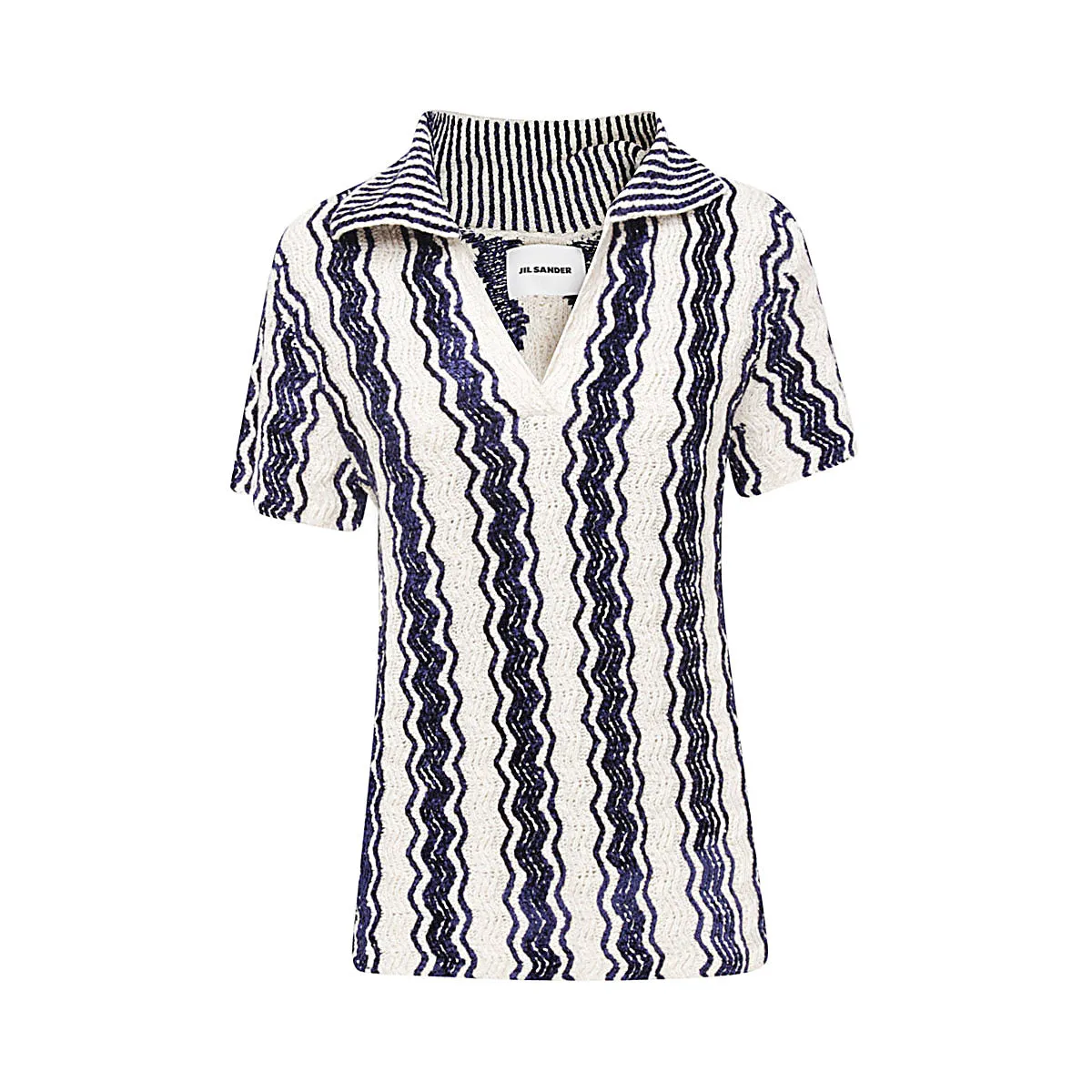 Jil Sander Stripe-Detail V-Neck Polo Top