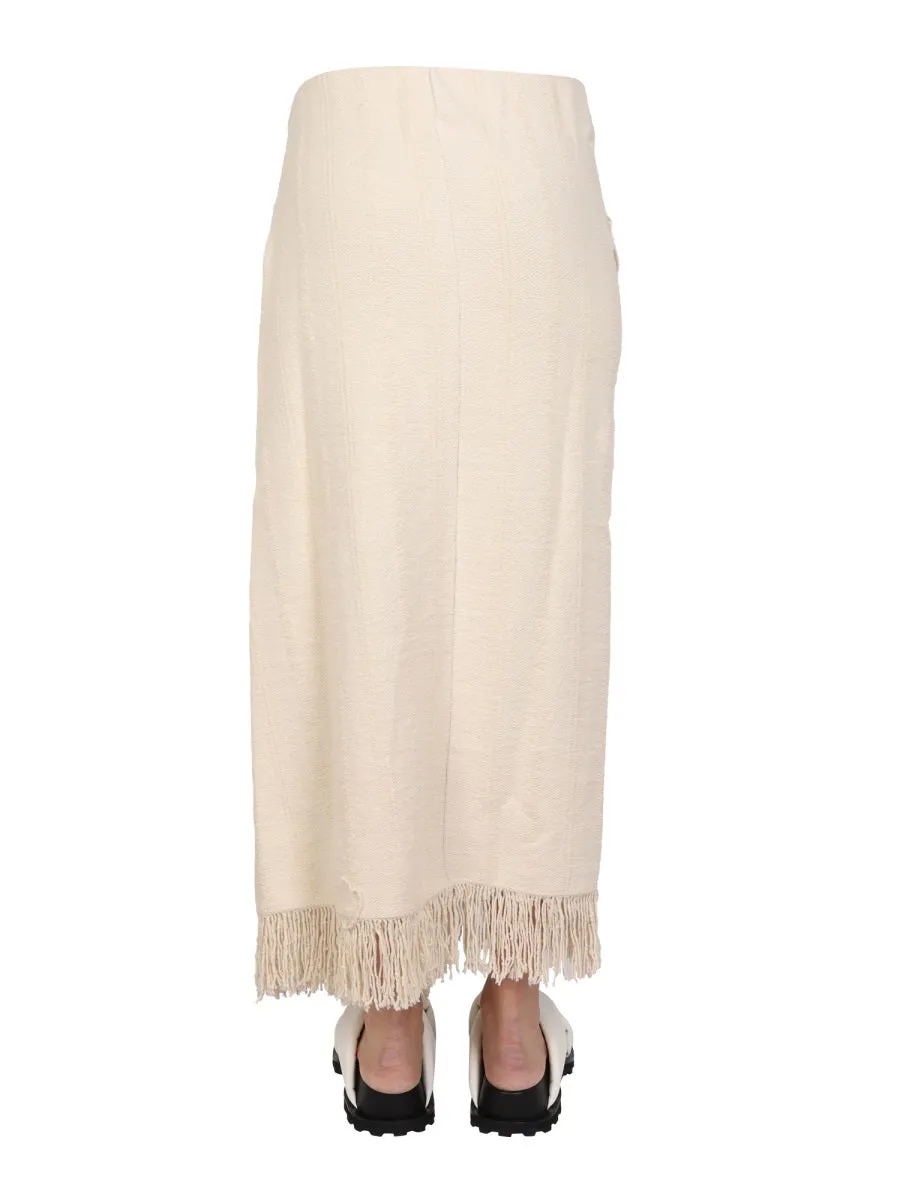 Jil Sander Wrapped Fringed Maxi Skirt