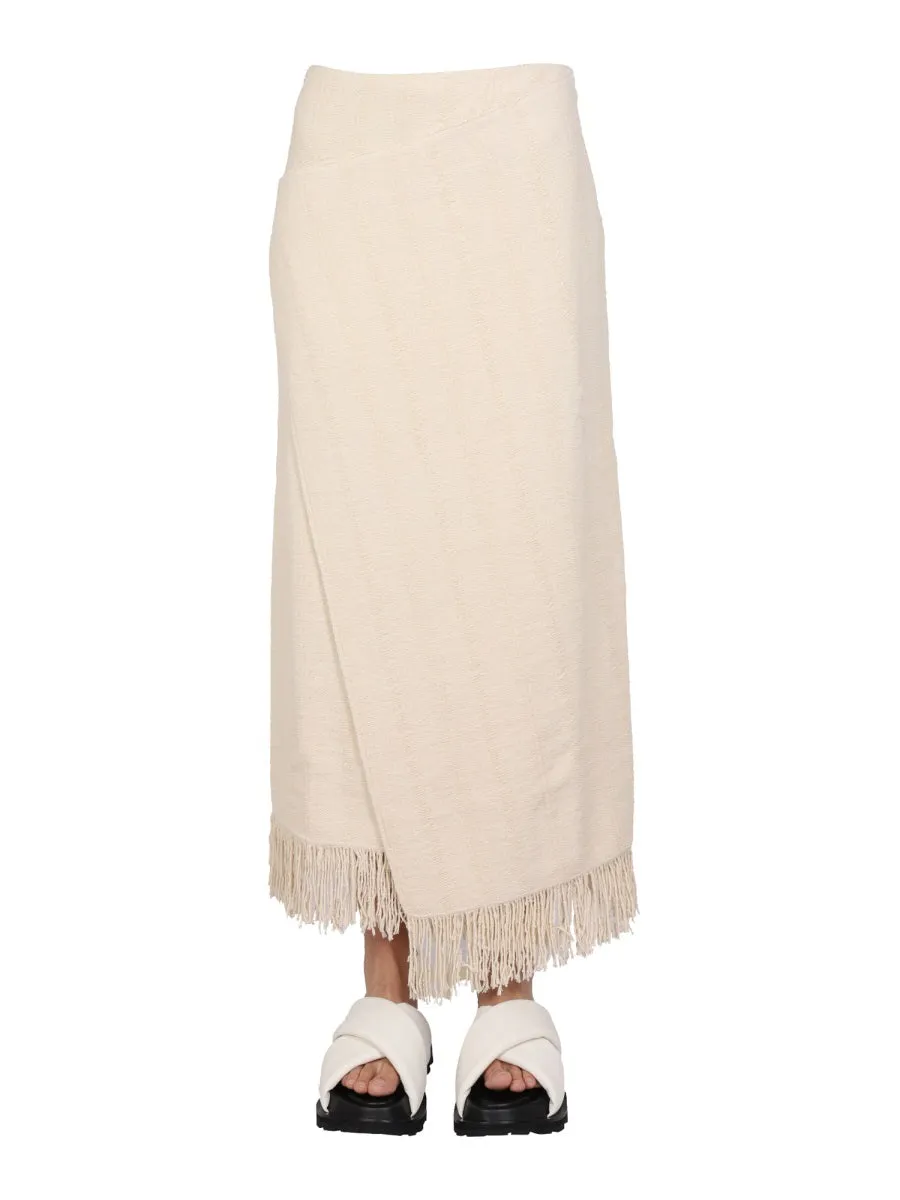 Jil Sander Wrapped Fringed Maxi Skirt