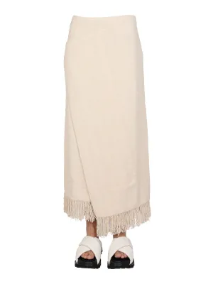 Jil Sander Wrapped Fringed Maxi Skirt