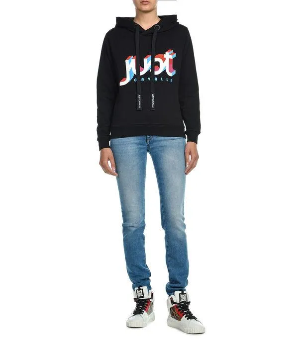 Just Cavalli Logo Print Drawstring Hoodie