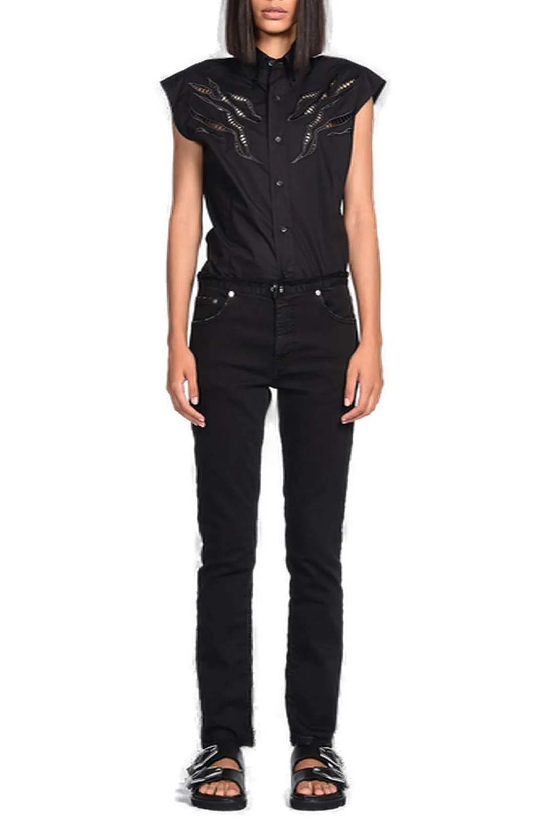Just Cavalli Perforated Graphic Detail Sleeveless Shirt