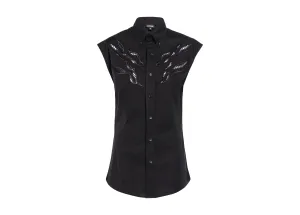 Just Cavalli Perforated Graphic Detail Sleeveless Shirt