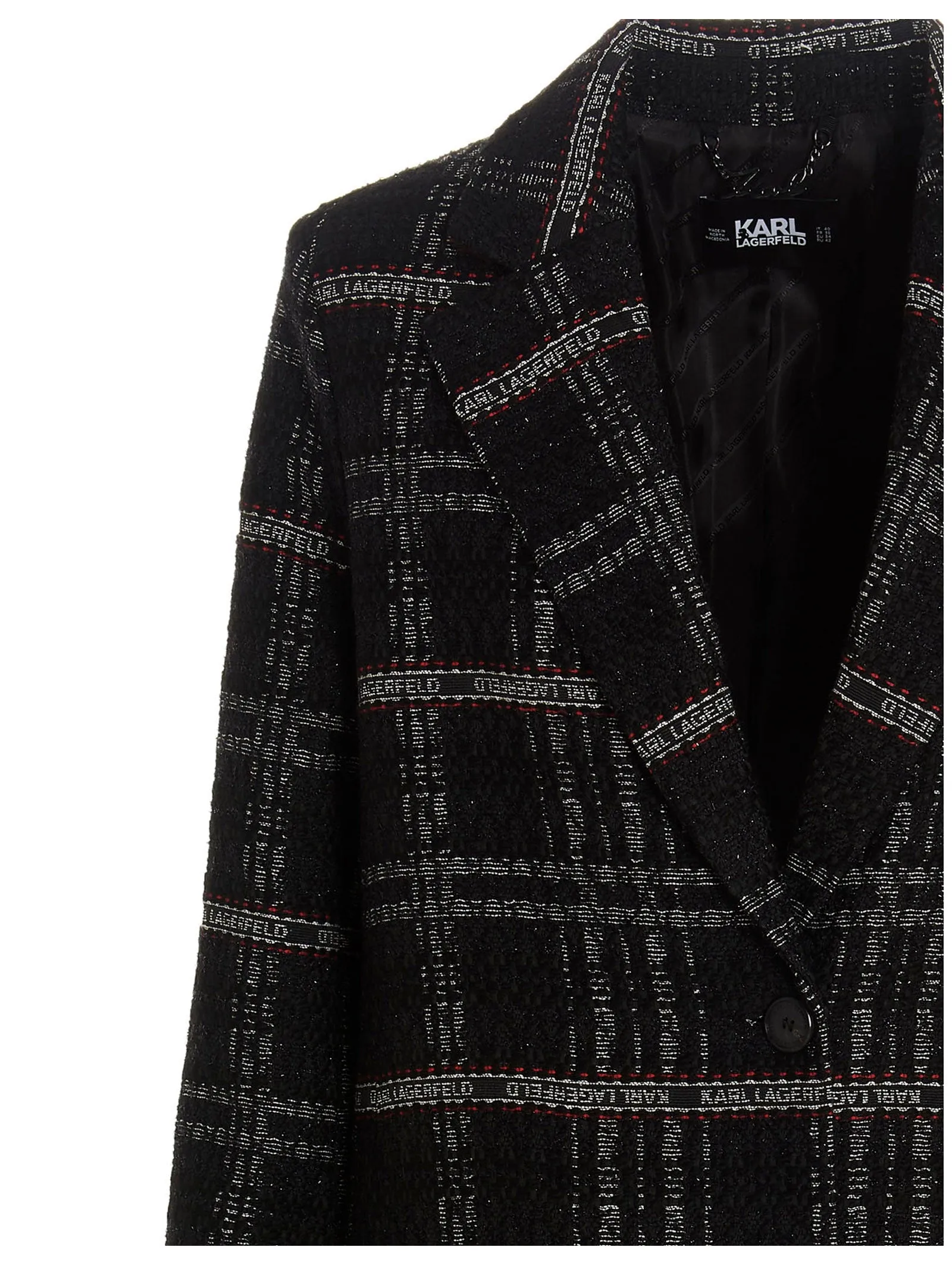Karl Lagerfeld Check Print Tailored Coat