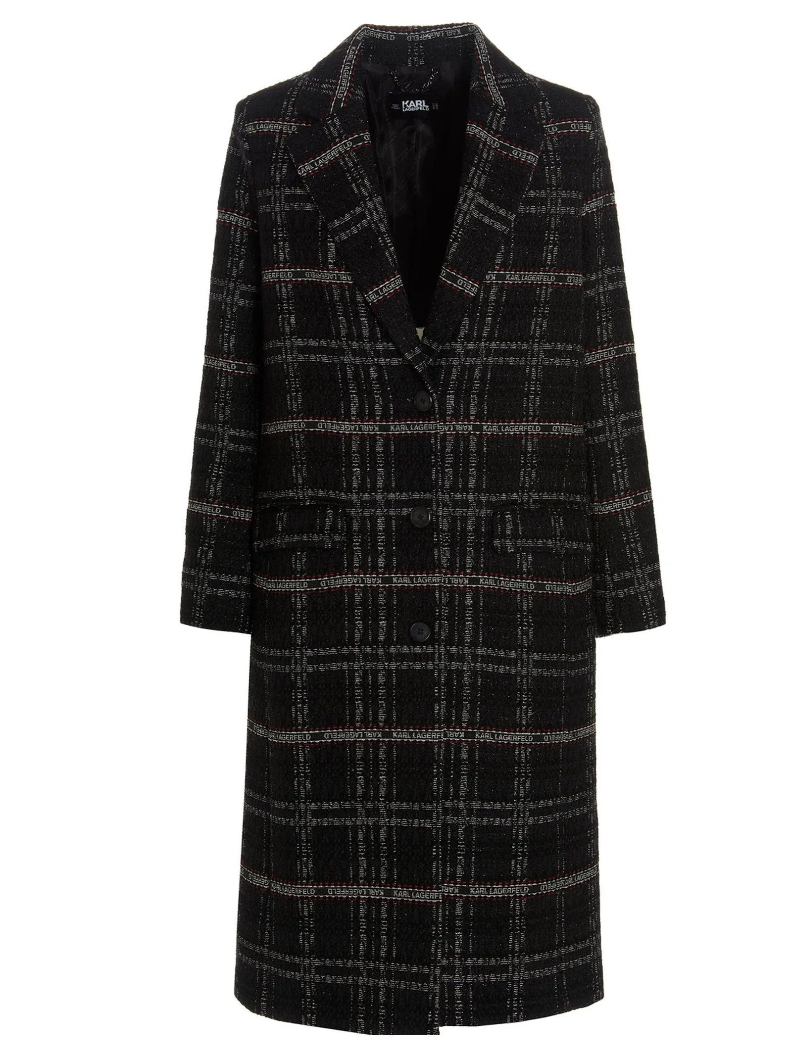 Karl Lagerfeld Check Print Tailored Coat