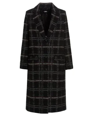 Karl Lagerfeld Check Print Tailored Coat