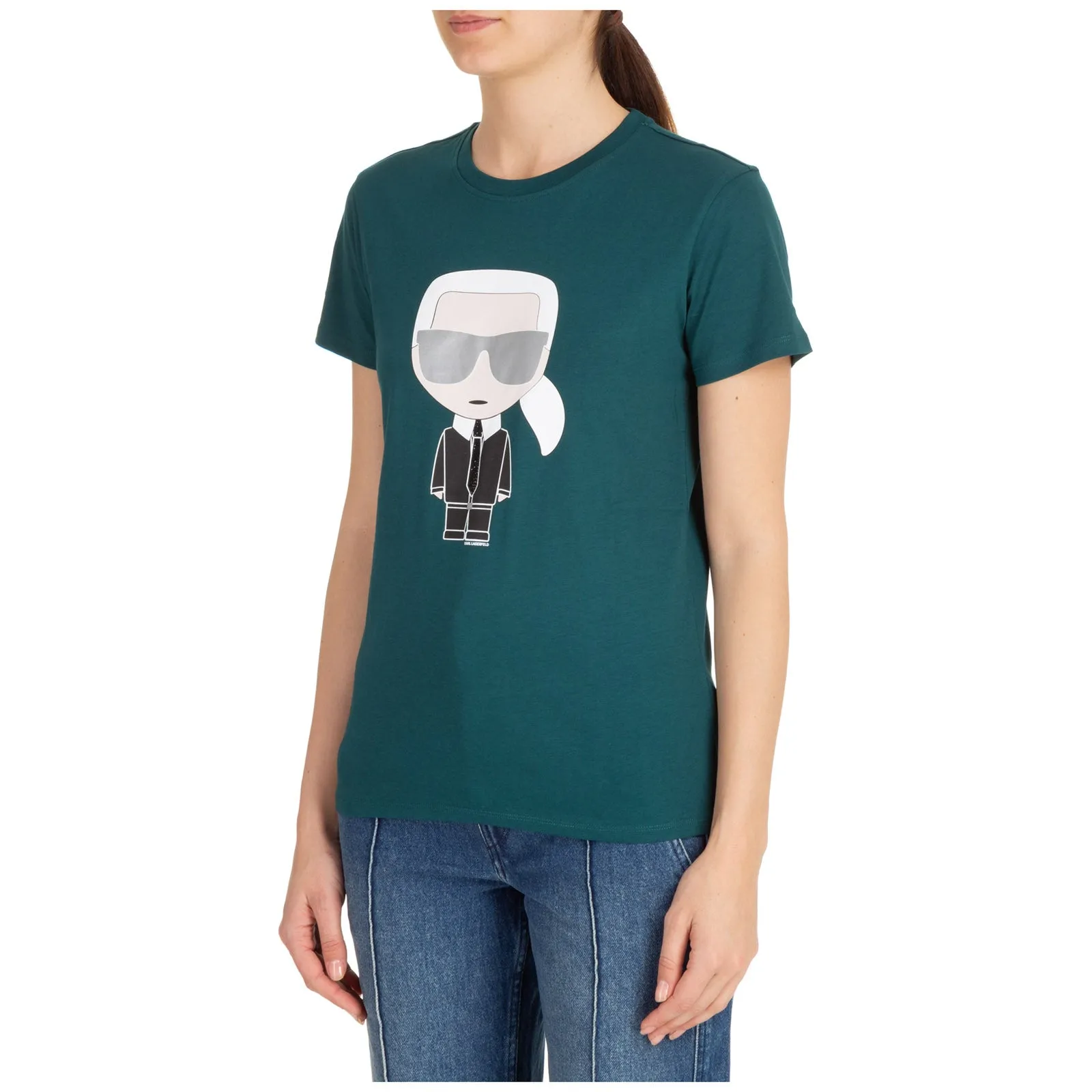 Karl Lagerfeld Ikonik Graphic Printed Crewneck T-Shirt