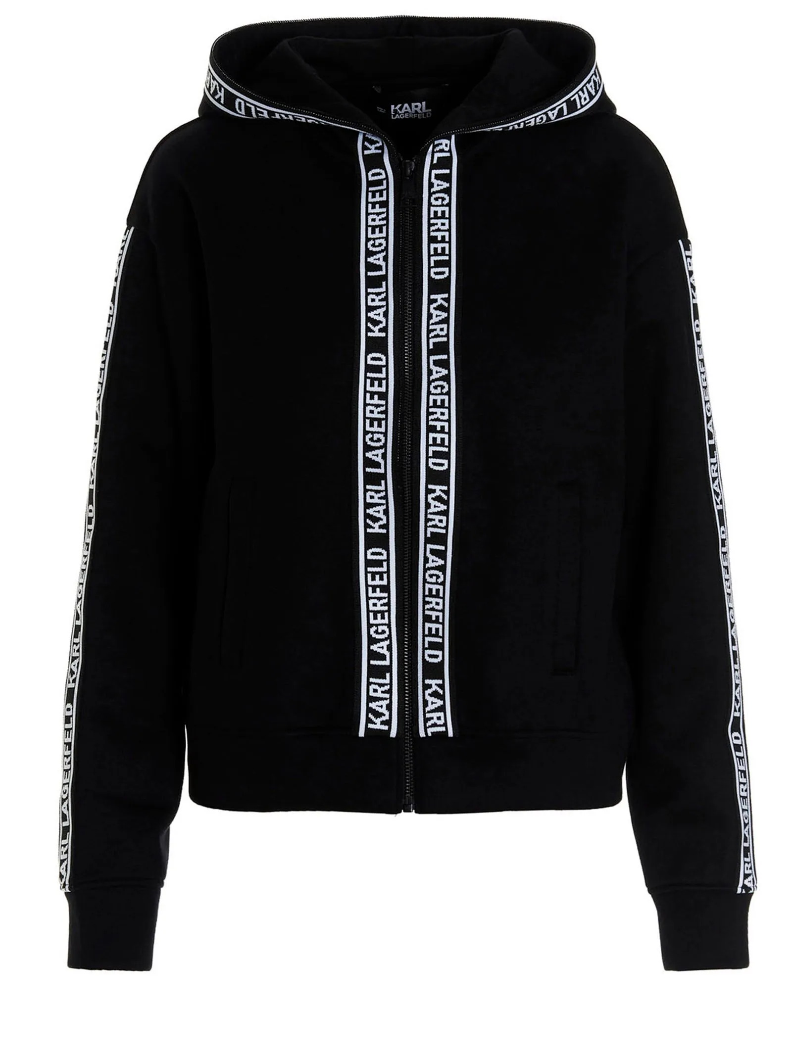 Karl Lagerfeld Logo Tape Zip-Up Hoodie
