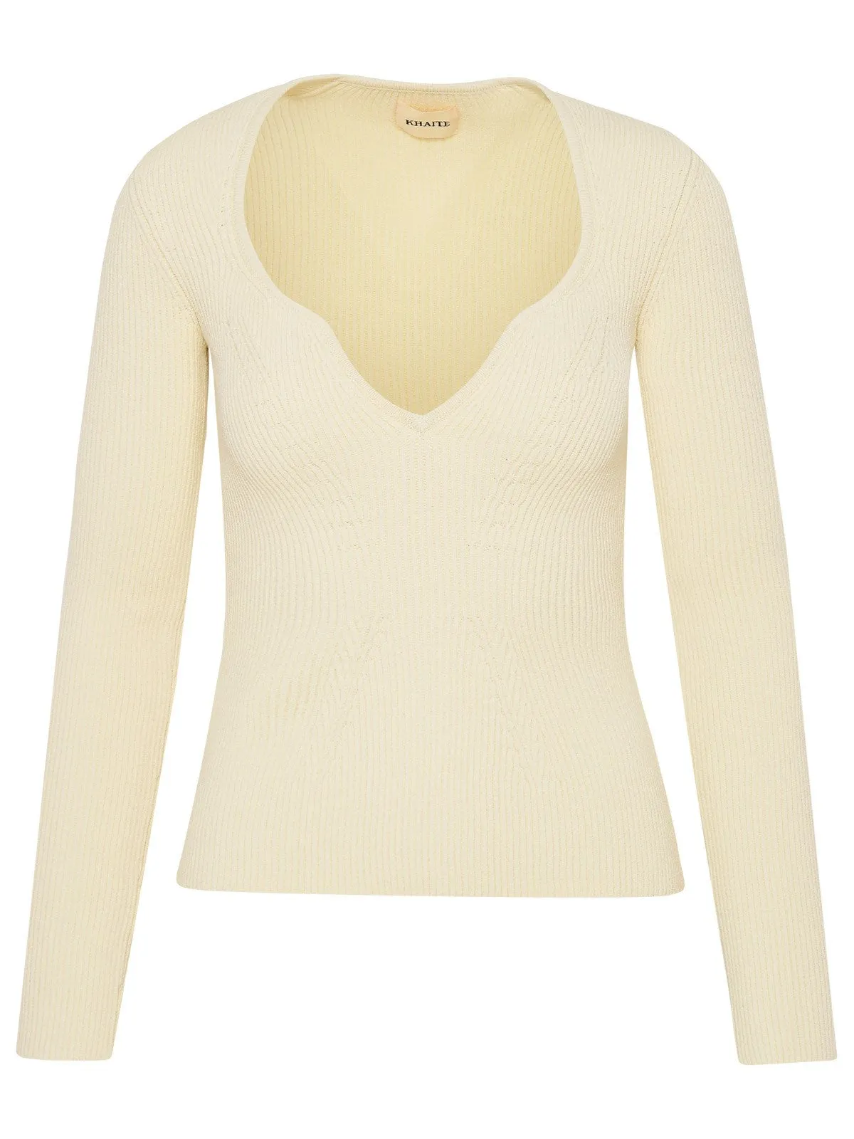 Khaite Long-Sleeved Ribbed-Knit Top
