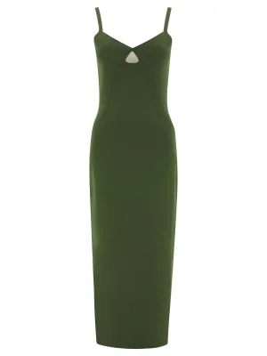 Khaite Plunging V-Neck Midi Dress