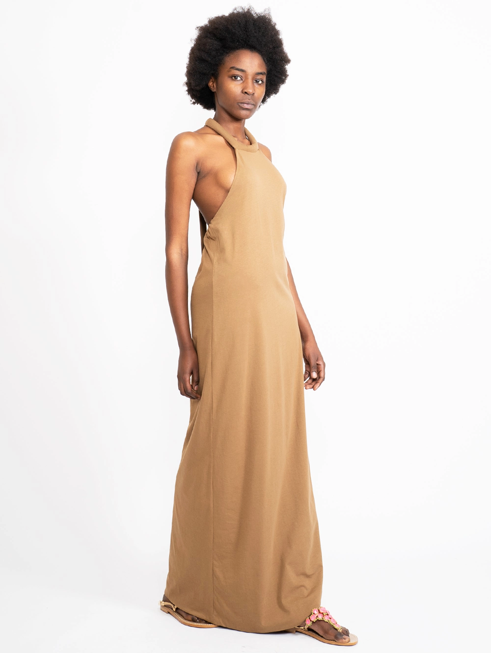 Khaki American Neck Dress