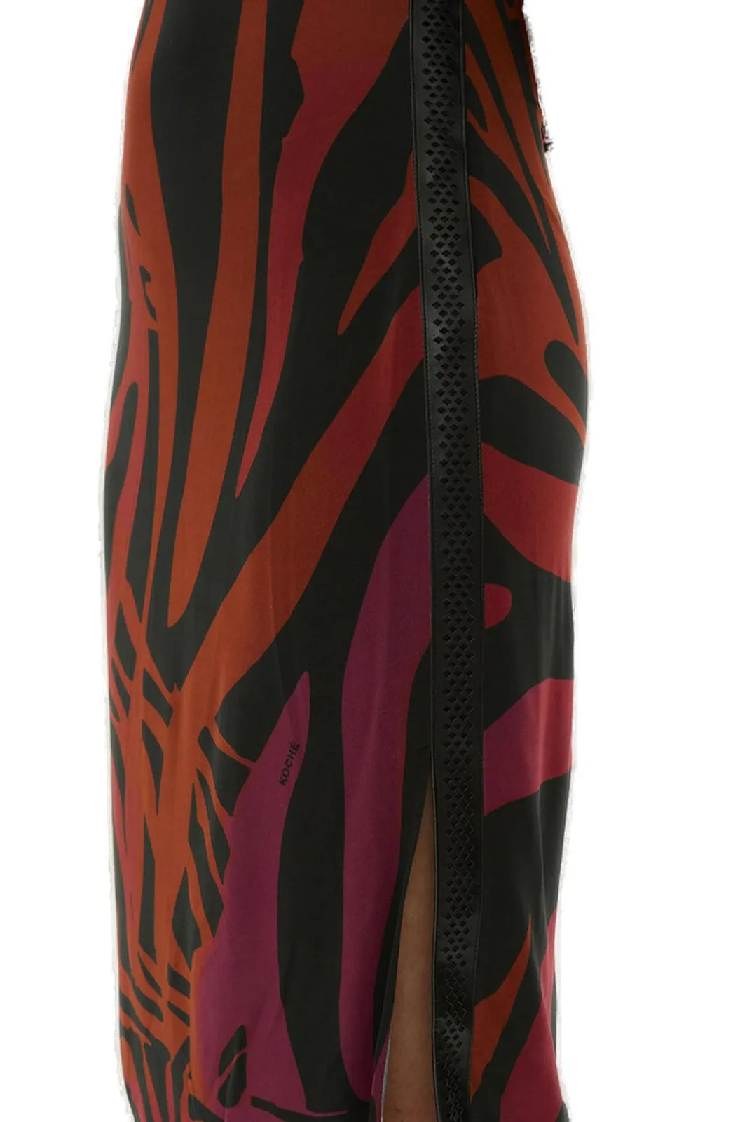 Koch Abstract Pattern Print Crewneck Midi Dress