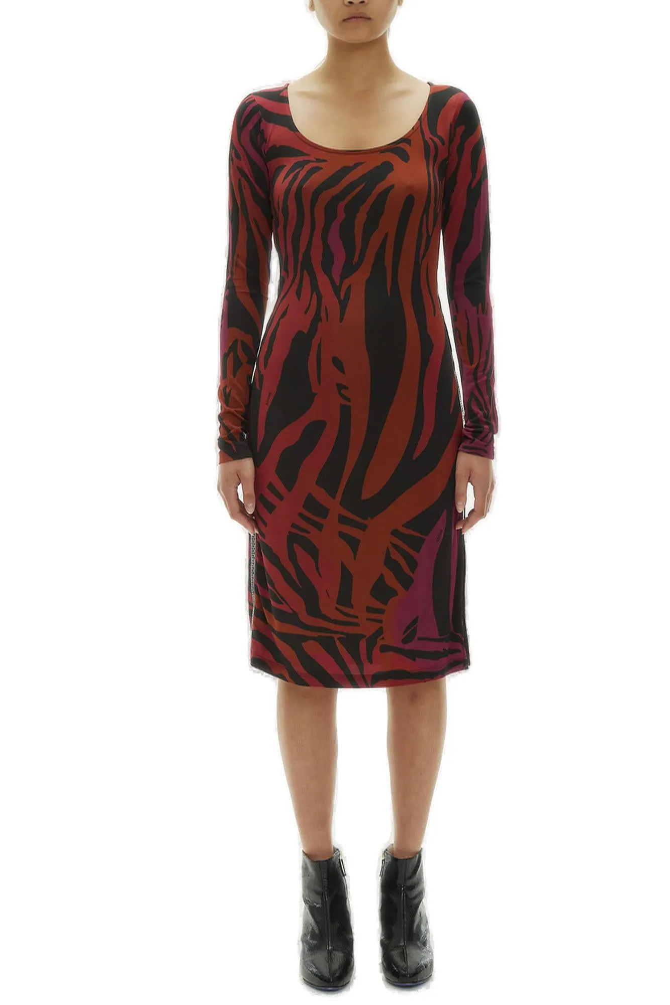Koch Abstract Pattern Print Crewneck Midi Dress
