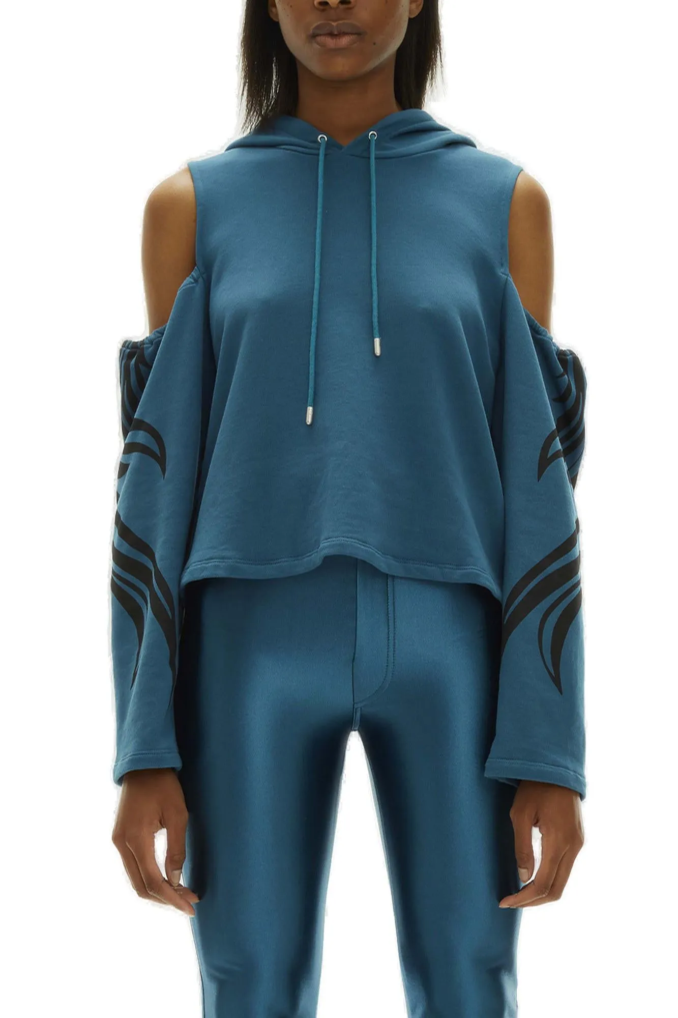 Koch Cold-Shoulder Drawstring Hoodie