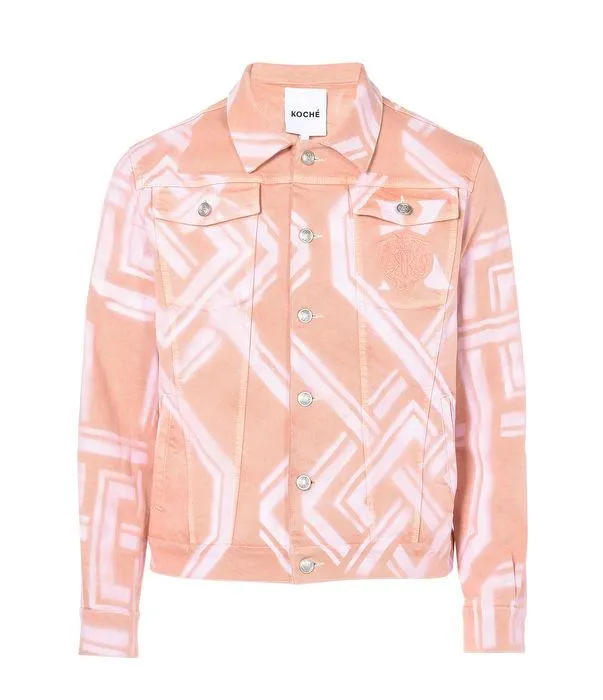 Koch Denim Spray Monogram Jean Jacket