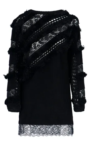Koch Drop Shoulder Lace Embellished Knitted Dress