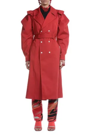 Koch Puff-Sleeved Belted Waist Trench Coat