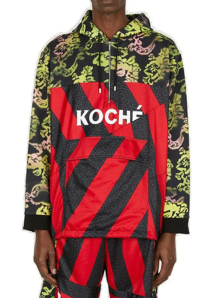 Koch Upcycled Half-Zip Color-Block Hoodie