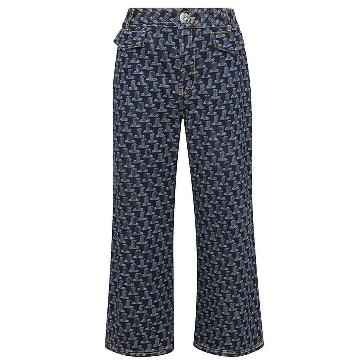 Lanvin 3D JL Logo Print Cropped Jeans