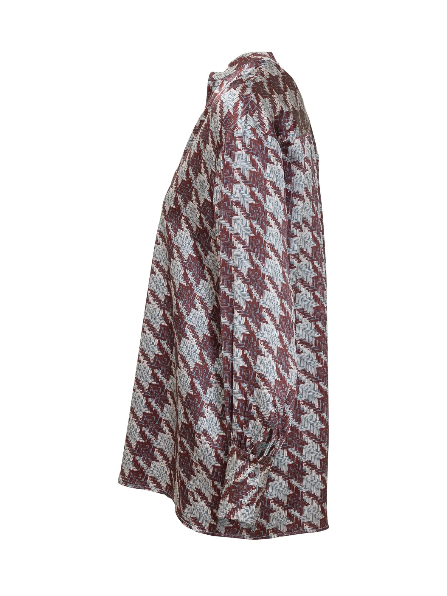 L'Autre Chose Houndstooth-Printed V-Neck Shirt