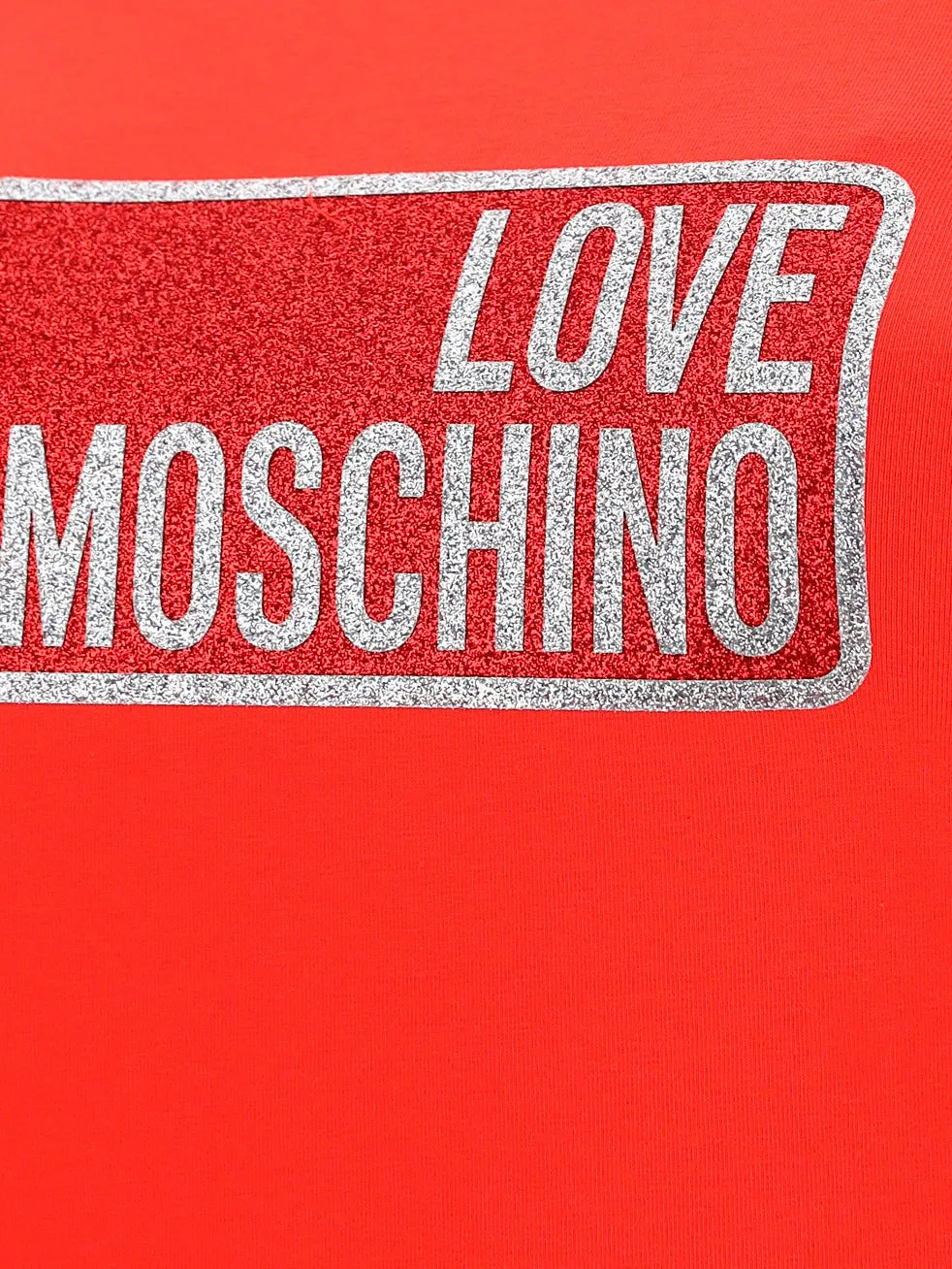 Love Moschino Glitter Logo Printed Crewneck T-Shirt