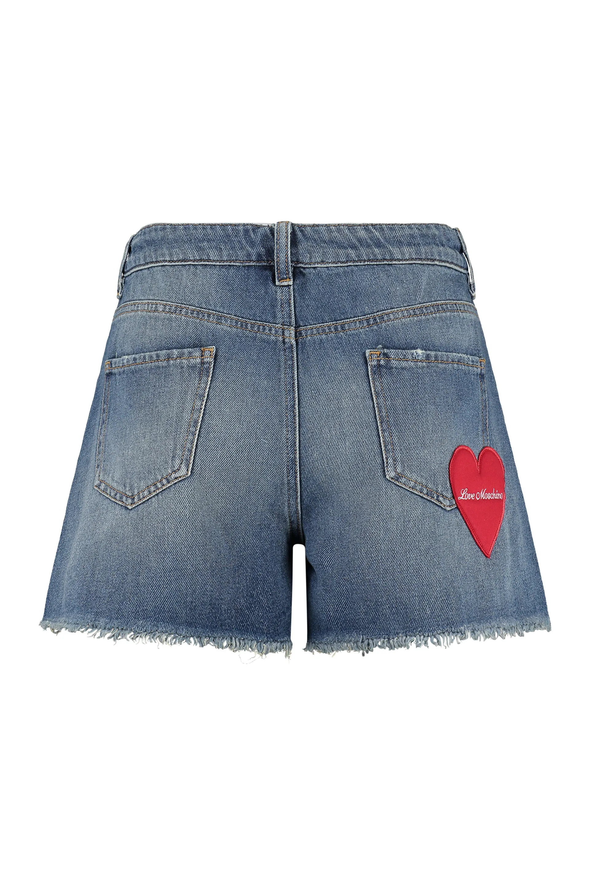 Love Moschino Heart Logo Patch Denim Shorts