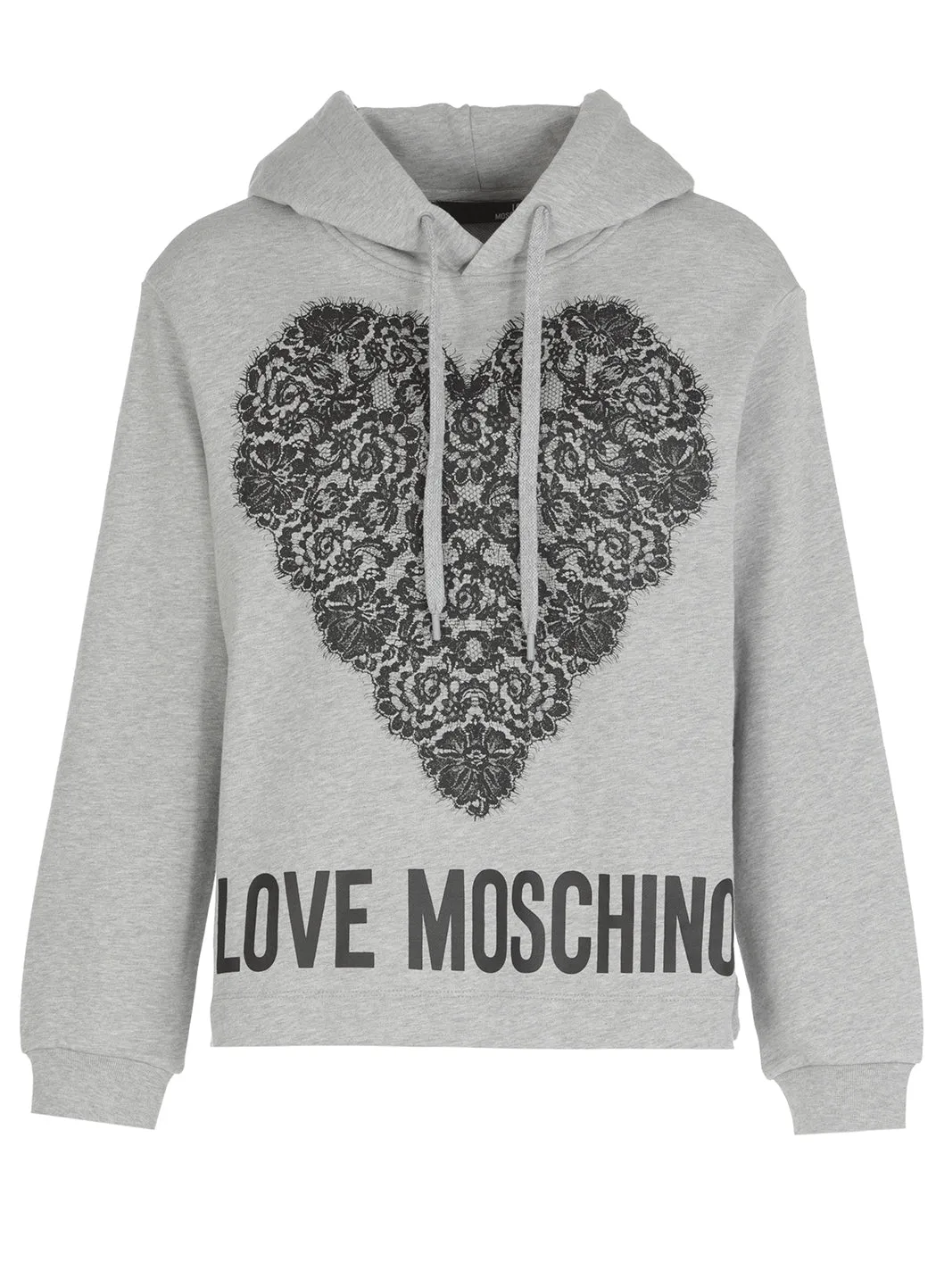 Love Moschino Lace Heart Logo Print Hoodie