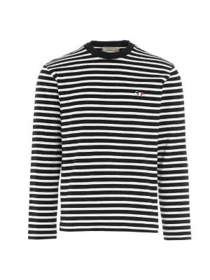 Maison Kitsun Striped Fox Patch Classic T-Shirt