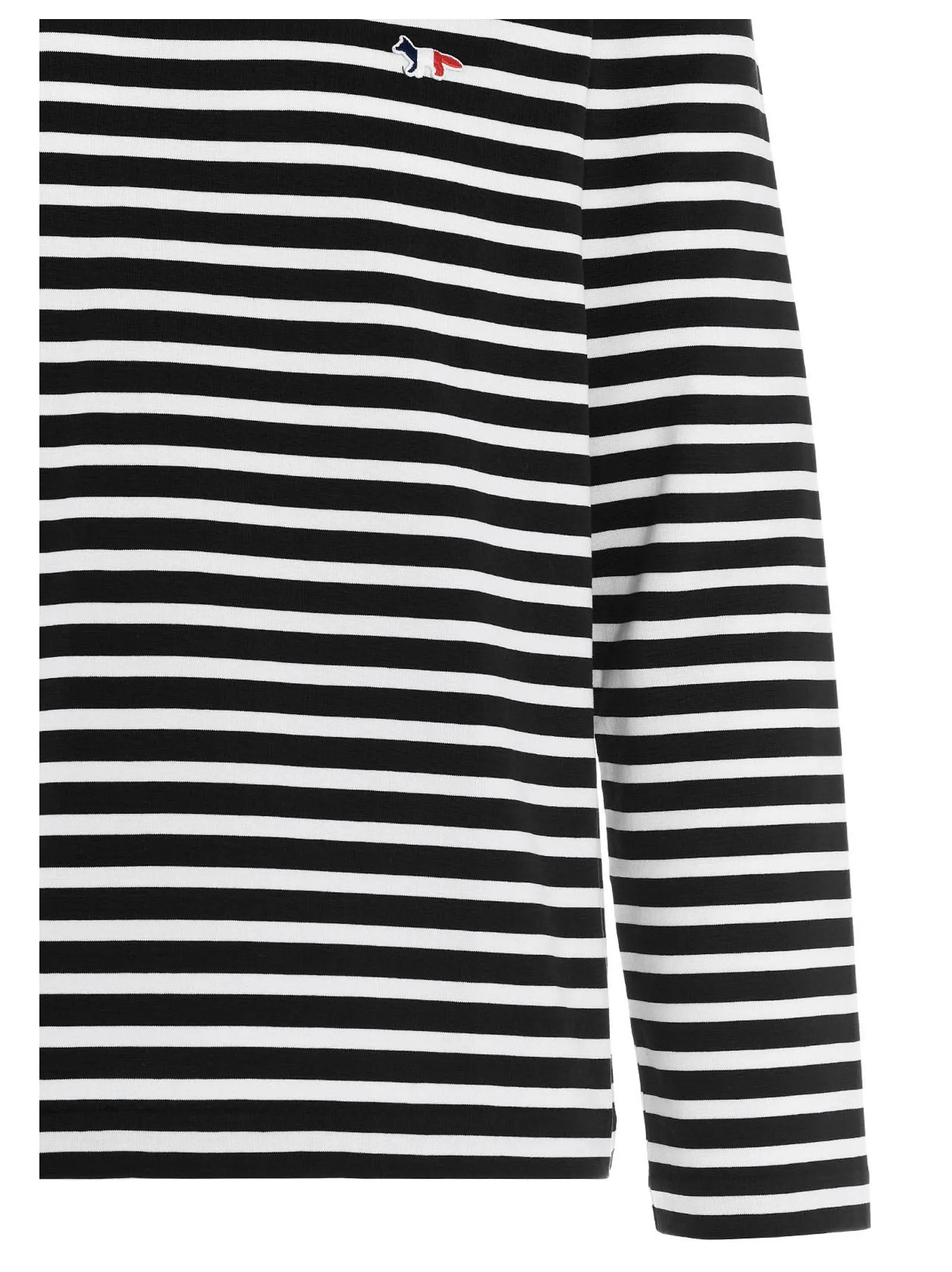 Maison Kitsun Striped Fox Patch Classic T-Shirt