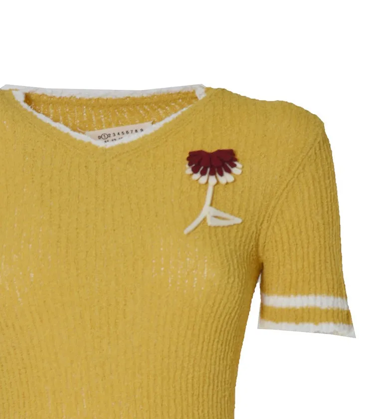 Maison Margiela Flower Detailed Knitted Top