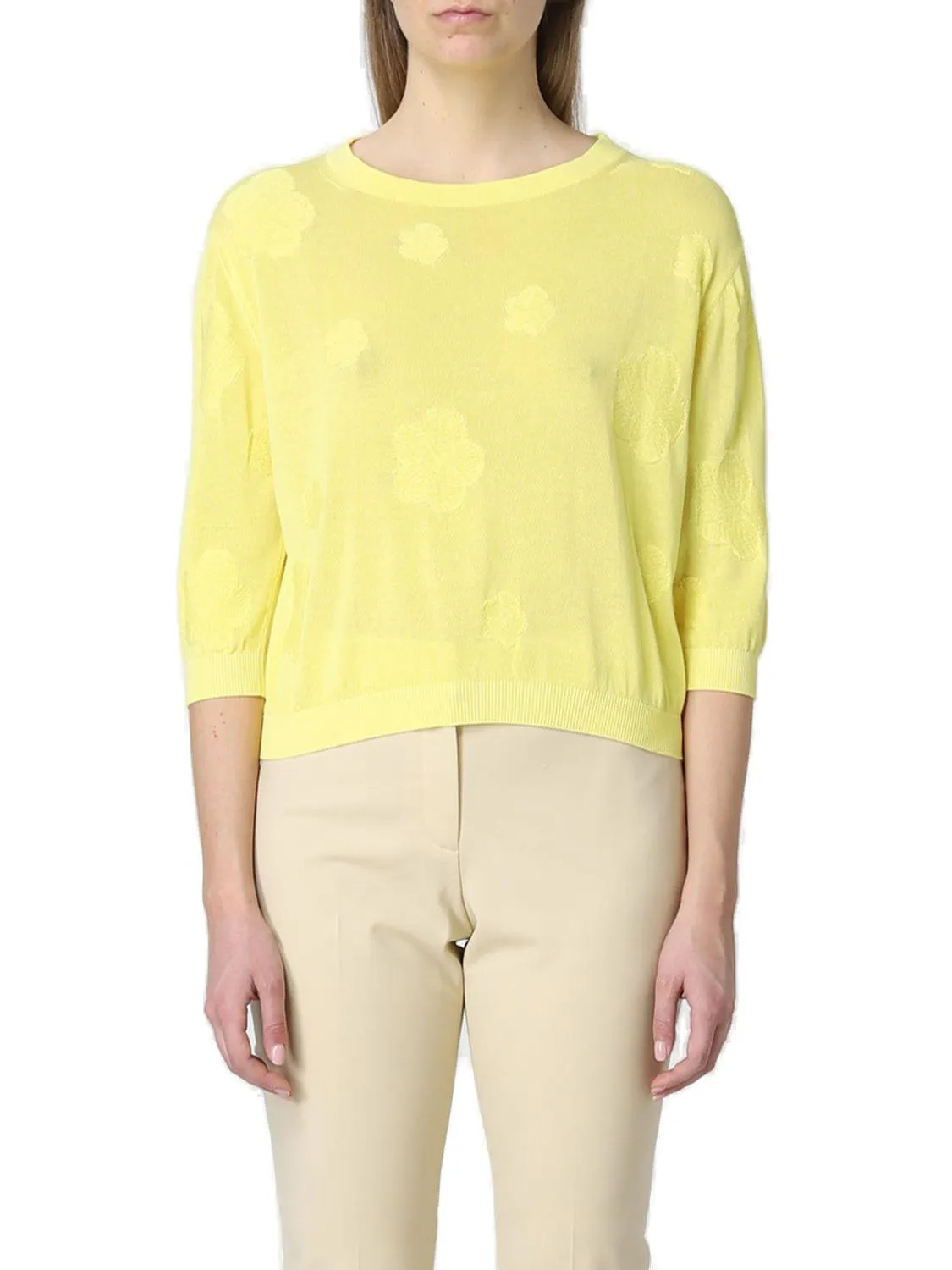 Malo Round Neck Straight Hem Knitted Top
