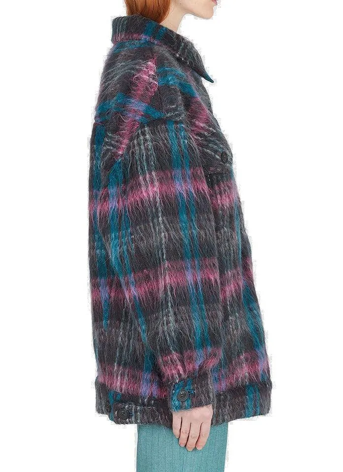 Marc Jacobs Oversized Furry Plaid Jacket