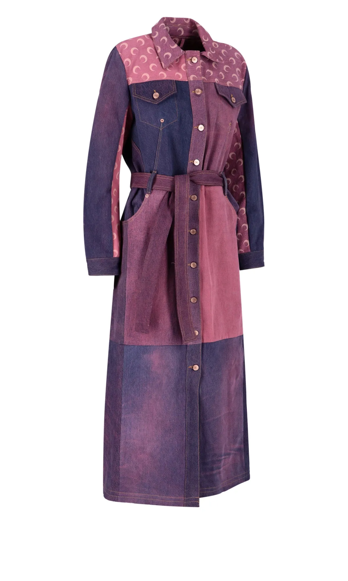 Marine Serre Color Blocked Belted Dress