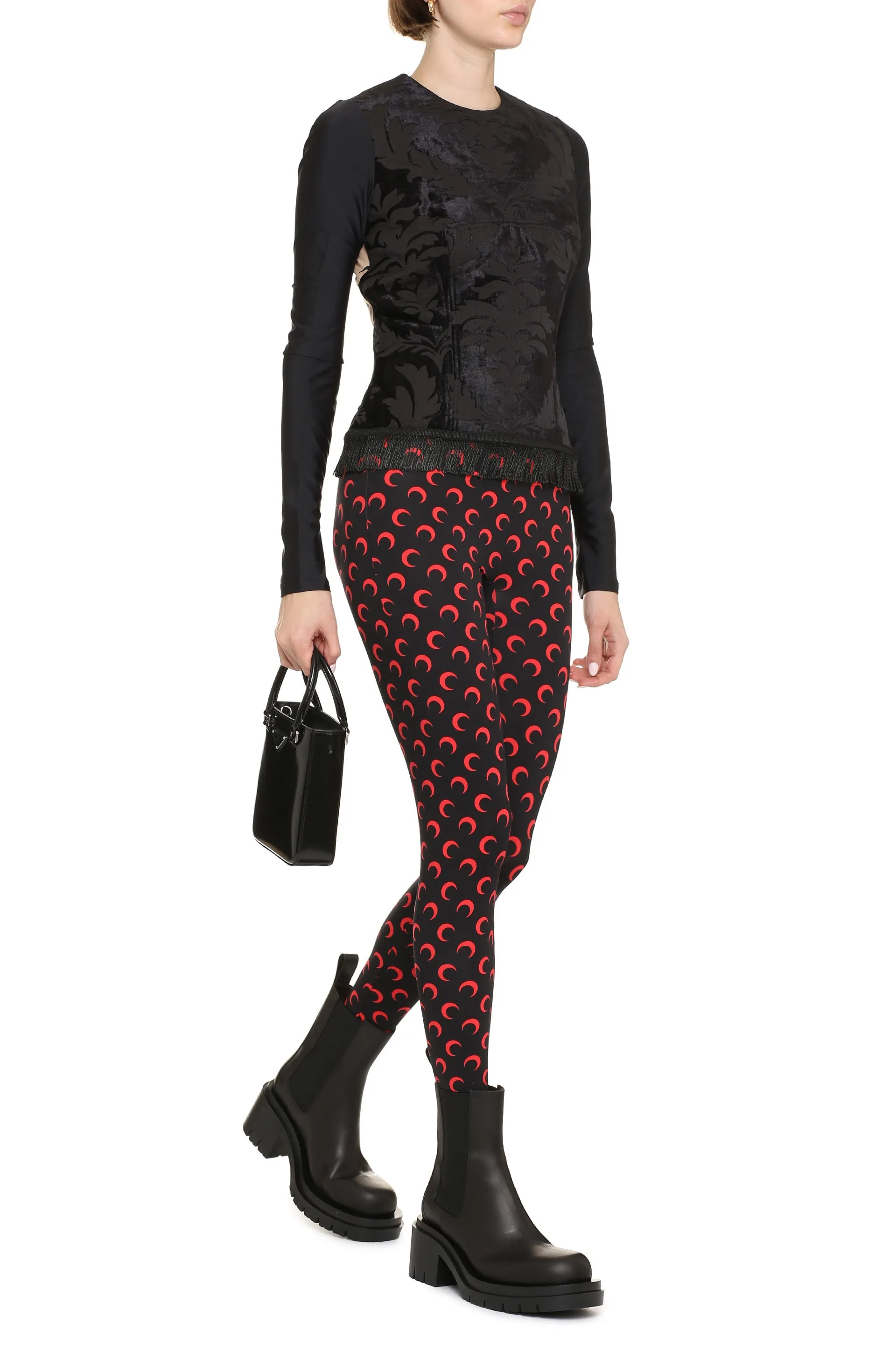 Marine Serre Pattern Jacquard Fringed Edge Top
