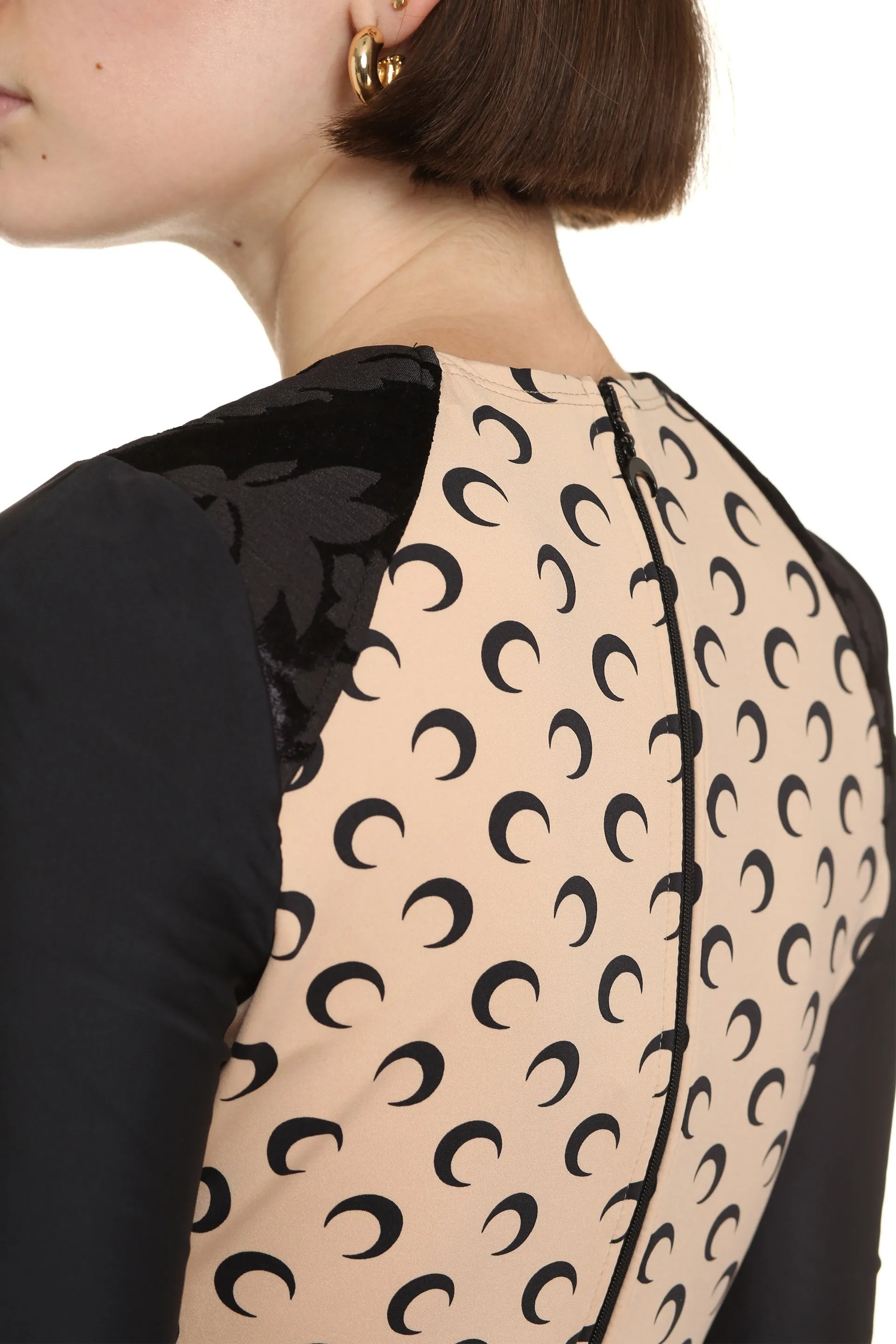Marine Serre Pattern Jacquard Fringed Edge Top
