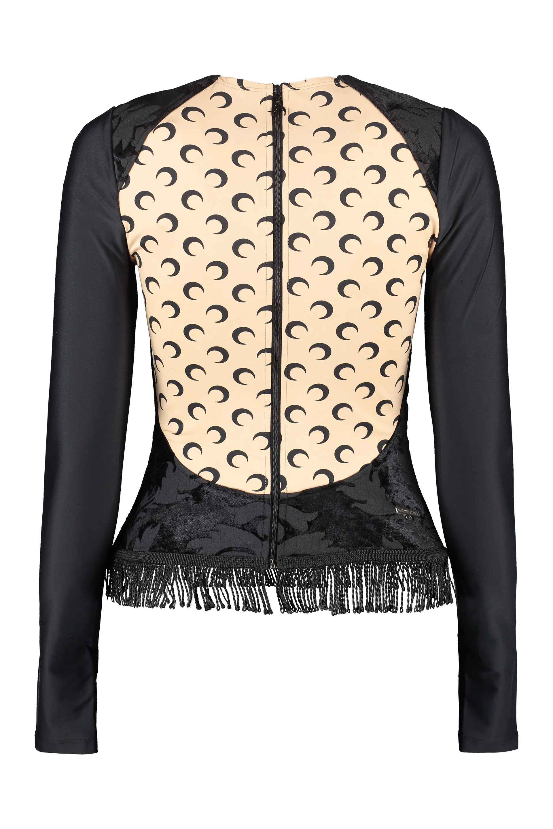 Marine Serre Pattern Jacquard Fringed Edge Top