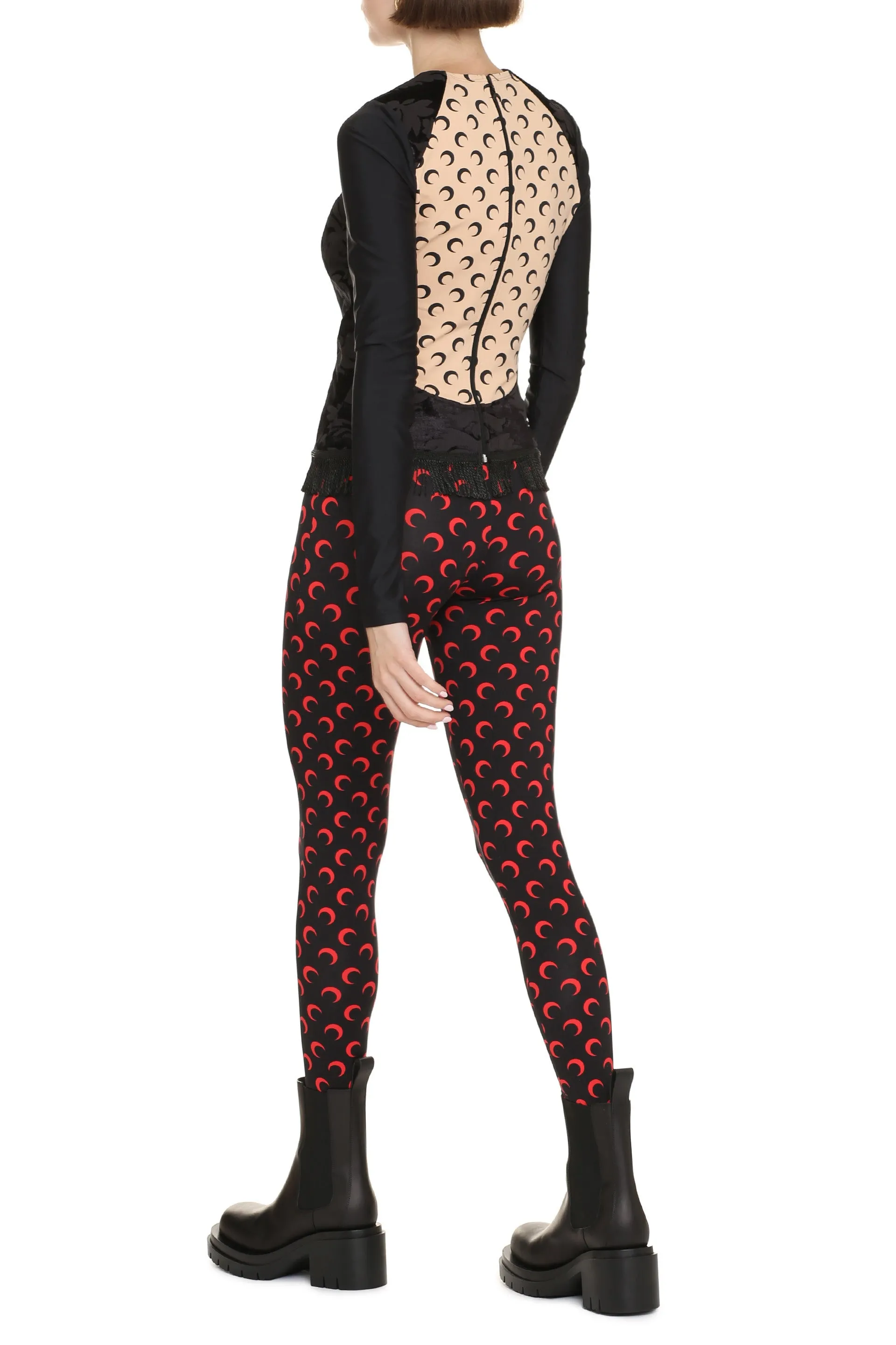 Marine Serre Pattern Jacquard Fringed Edge Top